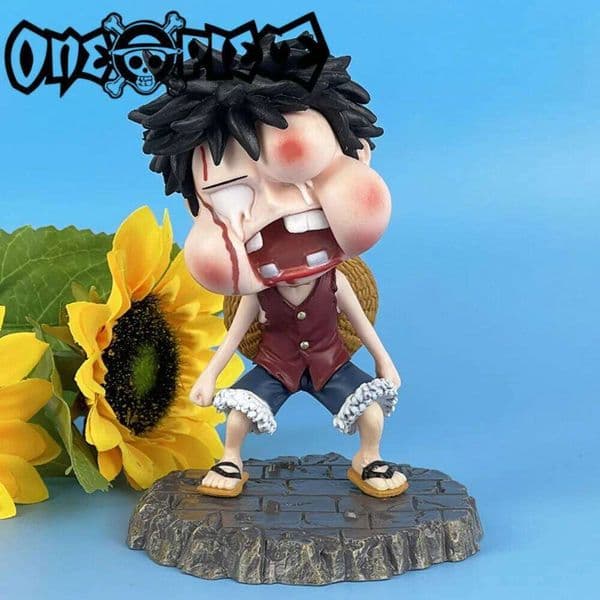 Figure Comical Beaten Face Luffy with Bruises, Funny Cake Topper & Desktop Decor for Pranks Z260129