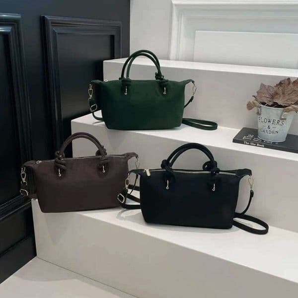 Vintage Matte Suede Shoulder Bag Solid Color Lightweight Large Capacity PU Zipper Adjustable Strap for Daily Commute & Shopping