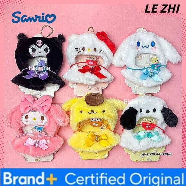 Sanrio 12Cm Kawaii Hello Kitty Mymelody Kuromi Cinnamoroll Plush Cotton Stuffed Dolls Clothes Cloak Diy Doll Accessories H260130