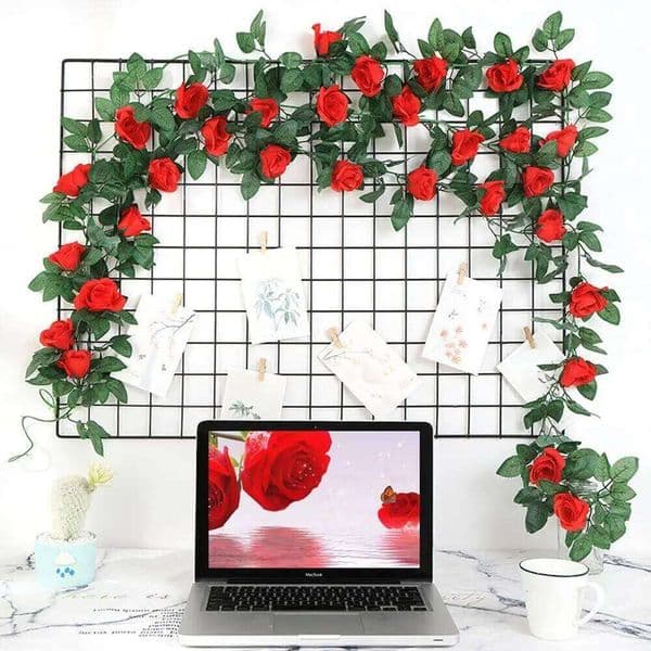 Artificial Rose Flowers for Wedding Home Room Decoration Spring Autumn Garden Arch Christmas Rattan DIY Fake Plants Vine W260130