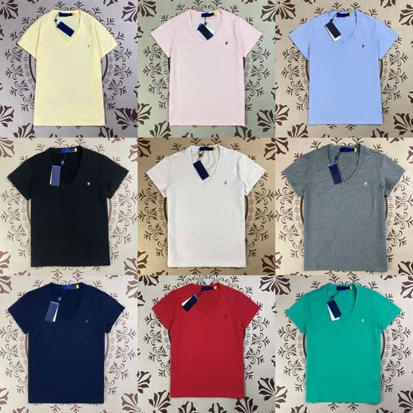 designer shirt men t shirt high quality Pure cotton short-sleeved shirt for undergarment with embroidery summer V-neck plain-colored short-sleeved T-shirt for women