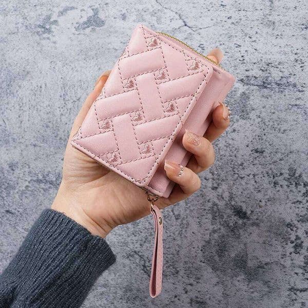 New Women's Short, Simple Embroidered Love PU Zero Multi Small Wallet Clip Card Bag Z260130