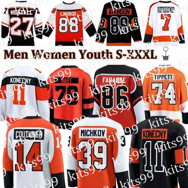 #39 Matvei Michkov jersey flyers jersey Carter Hart Jersey Sean Couturier Travis Konecny Bobby Brink Owen Tippett Farabee Bobby Clarke philadephia hockey jersey