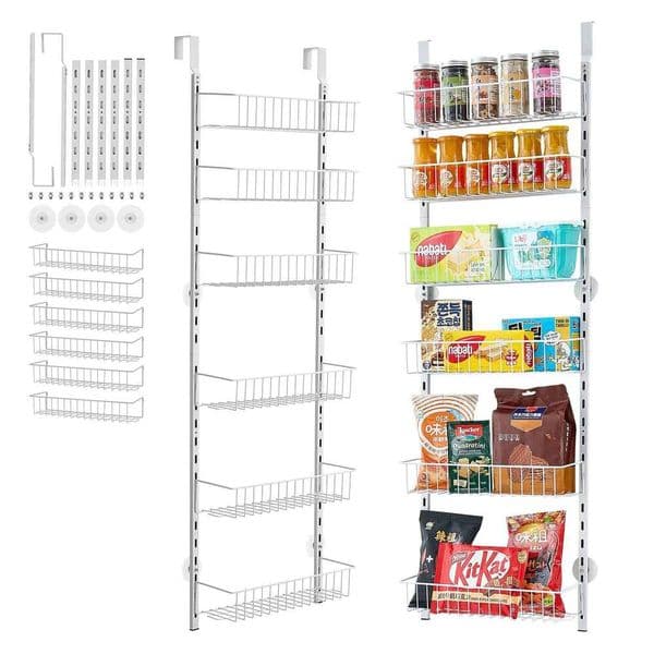 VEVOR 6/8/9/10 Tier Over the Door Pantry Organizer Heavy-Duty Steel Hanging Spice Rack, Adjustable Wall Seasoning Shelves 26W0130