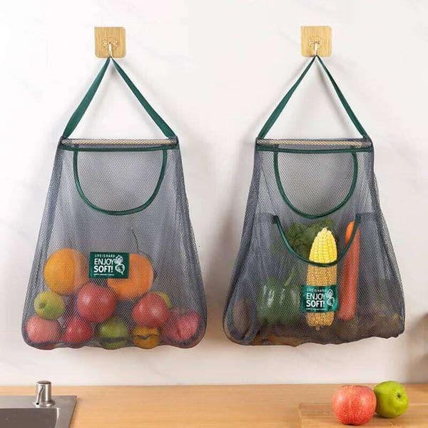 1PC Reusable Bags Kitchen Hanging Mesh Home Fruit And Vegetable Storage Net Bag For Ginger Garlic Potatoes Onions 26W0130