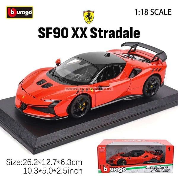 Bburago 1:18 Ferrari XX Stradale 296GTB FXXK EVO SF90 SP1 MONZA racing simulation model alloy car toy collection Y260130