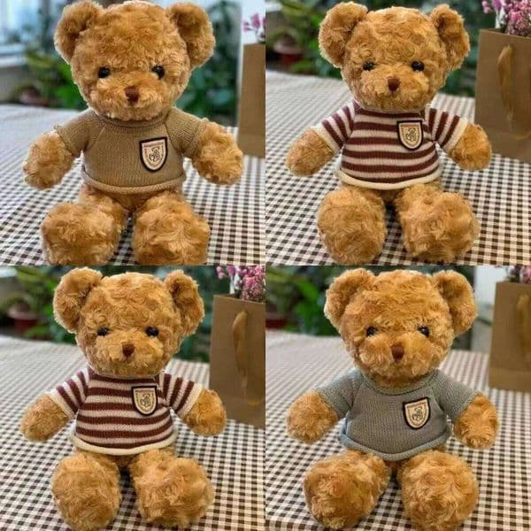 30cm Cute Plush Toy Wearing Adorable Stuffed Animal with Soft Sweater Teddy Bear Perfect Gift for Kids C260130