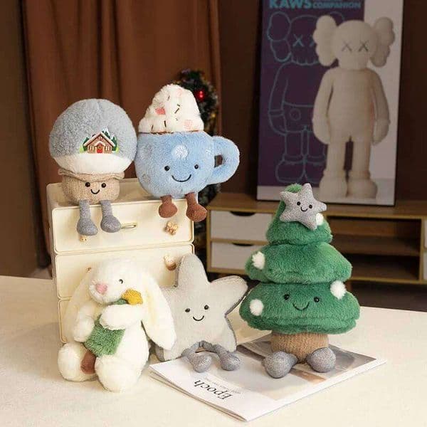 Christmas Tree & Snow Globe Plush Toys Holiday Pillow Festive Decor Stuffed Ornaments Collectible Companion Doll Gift C260130