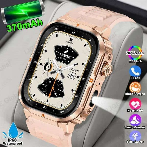LIGE New Women Smart Watch 370mAh Flashlight 2.01 HD Make Answer Call Voice Assistant Sports Health Monitor Smartwatch For Men Z260129