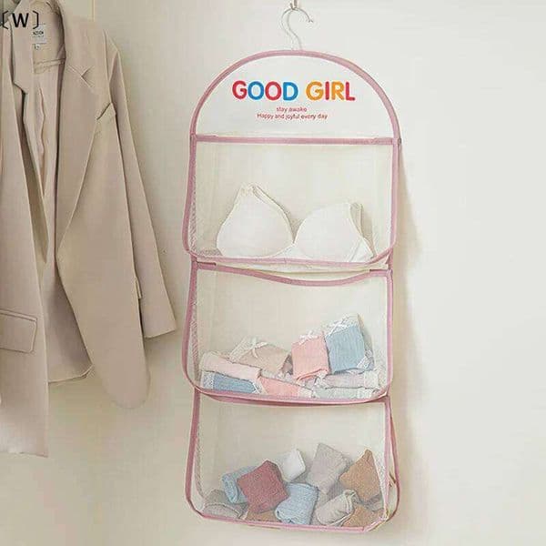 W1/2/3 Layer Large Capacity Mesh Hanging Socks Underwear Wardrobe Organizer Toy Doll Storage Bag With Hook 26W0130