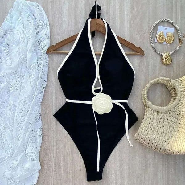 Floral One Piece Halter Bandage Swimwear Women Swimsuit Bathing Suit Beachwear Monokini Female Swimming Suits 250718 ddmythur XJ260130