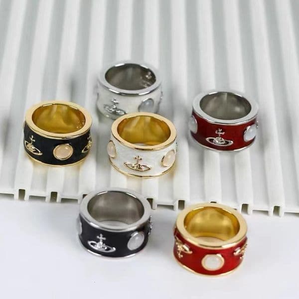 rings designer for women Jewelry Moissanite Designer viennes West ring jewelry For Man Woman Wide King Cats Eye Stone Enamel Unisex Punk Style Index Finger Ring