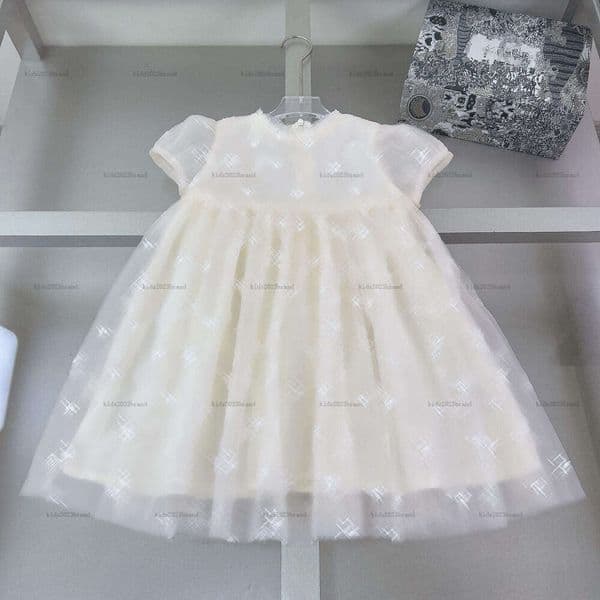 New Lace girls dress Net fabric Princess dress kids designer clothes Summer round neck baby skirt A014X01N012