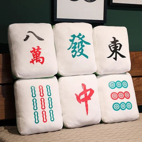 1pc Creative Mahjong Pillow Cushion Chinese Plush Toy Car Chair Backrest Mahjong Dice Funny Nap Pillow Sofa Home Decor Gift 260127
