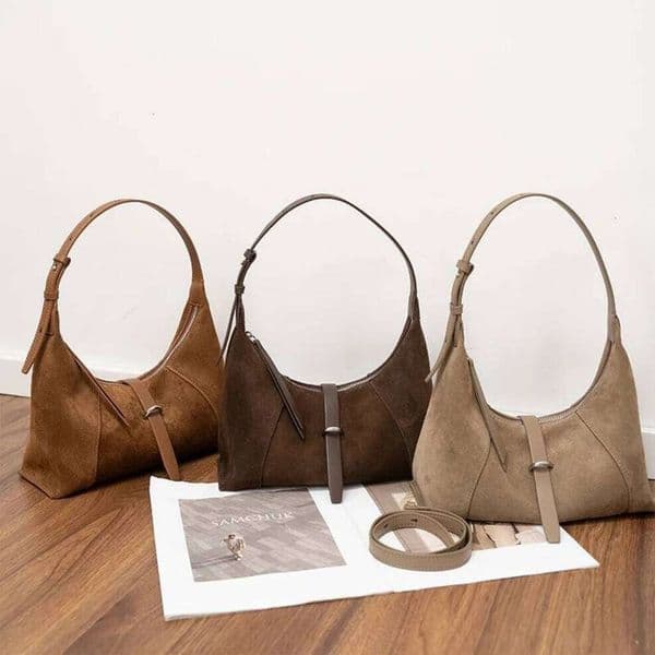 OLOEY New Women's Natural Suede Leather Shoulder Bags Female Soft Cowhide Durable Crossbody Bag Ladies Fashion Trend Commute Handbags