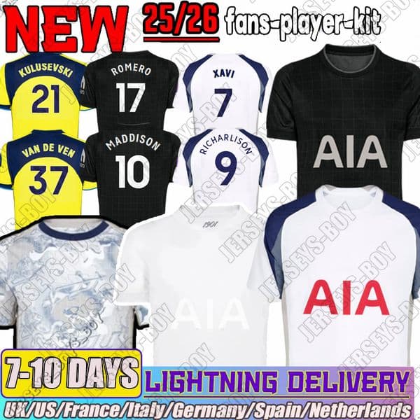 25 26 Tottenham Jersey MADDISON TEL KULUSEVSKI RICHARLISON XAVI Soccer Jerseys BISSOUMA JOHNSON VAN DE VEN KUDUS Long Sleeve Goalkeeper Football Shirt Mens Kit Kids
