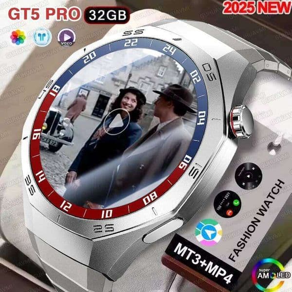 2025 GT5 pro GPS Google map Video Smart Watch 32G Memory MP3 MP4 Play NFC Call Sport Waterproof Men Woman Smartwatch Z260129