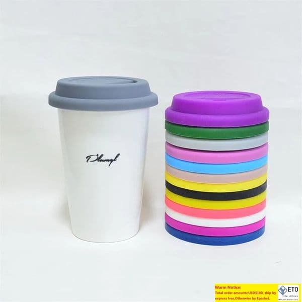 9cm Silicone Cup Lid Reusable Porcelain Coffee Mug Spill Proof Caps Milk Tea Cups Cover Seal Lids S LL
