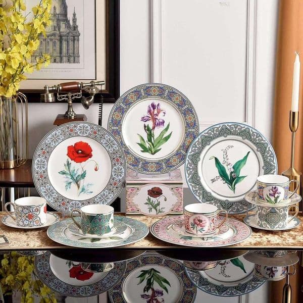 New Bone China Dinner Dish Household High-End Light Luxury Exquisite Plate Tea Coffee Cup B5
