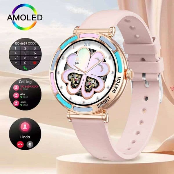 2025New Fashion Women Smart Watch 360*360 HD Screen Sports Bracelet Custom Dial Heart Rate Voice Call Smartwatch For Android iOS Z260129