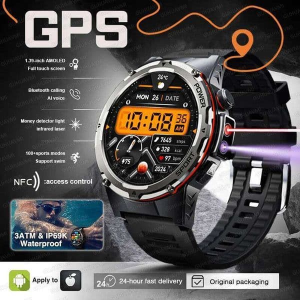 T-Rex 3 GPS Sports Waterproof Smart Watch Men 3ATM waterproof 500mAh Battery NFC Call 2026 New Military Smartwatch UV+Infrared Z260129