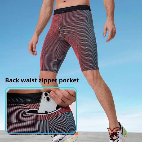 Outdoor Running Marathon Compression Shorts Men Quick Dry Training Fitness Leggings Bodybuilding Tights Sports Gym Pants Male 260129BJ