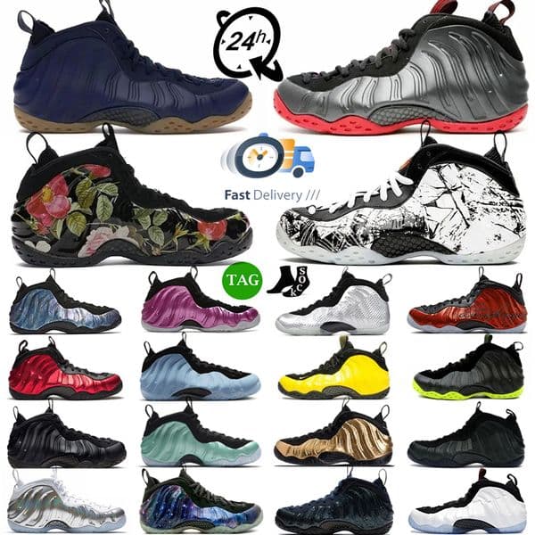 One Penny Foamposits Men Basketball Shoes Men Trainers Galaxy Pink Psychic Black Triple White Dark Neon Royal Floral Metallic Copper Sport Outdoor Sneakers