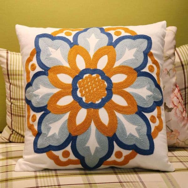 Embroidered Cushion Cover All Cotton Pastoral Bar Table Homestay Sofa Waist Support Pillow Without Core American Style Embroidery B5