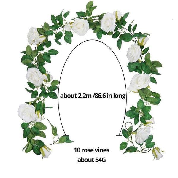 2M White Artificial Flowers Vine Fake Rose Flower Rattan for Wedding Christmas Decoration Y260130