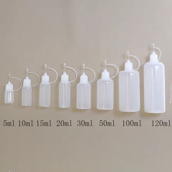 wholesale 5ml 10ml 15ml 30ml 50ml 100ml 120ml PE Plastic Bottles Squeezable Applicator Bottle Refillable Dropper With Needle Tip Caps For Vapor Glue Liquid Oils