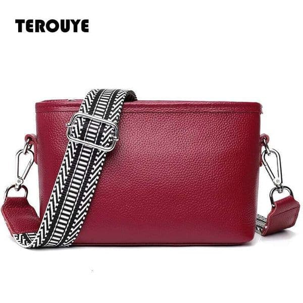 Genuine Leather Shoulder For Women Solid Purse Luxury Cowhide Crossbody Bags Female Fashion Handbag Hobos Tote Bag TEROUYE