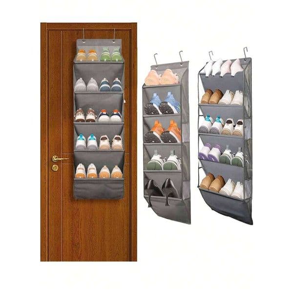 1pcs 5-Layer Over The Door Organizer, Gray Non-Woven Fabric Storage Hanging Bag,Hanging Shoe Rack 26W0130