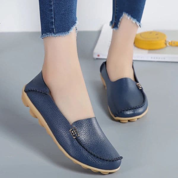 Women Flats Woman Loafers Genuine Leather Female Shoes Slip On Ballet Bowtie Moccasin Big Size 3544 260126