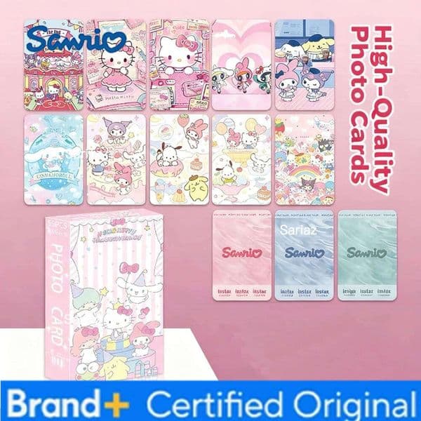 Sanrio 55pcs Cute Hello Kitty Kuromi Cinnamoroll My Melody Photo Cards | Aesthetic Double-Sided Printed Postcards Perfect Birthday Gift H2601301