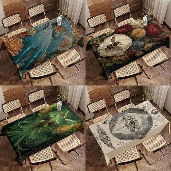 Dragon & Floral Restaurant Kitchen Tablecloth Living Room Home Rectangular Party Decoration 26H0130