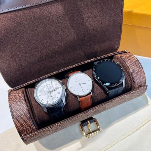 Luxury 3 watch case women men designer classical cases purse travel accessories bag cosmetic box brown letter embossed leather canvas