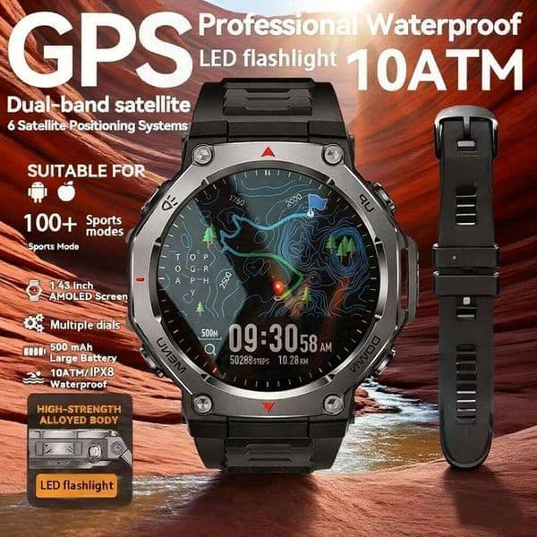 New T-Rex 3 Ultra GPS Smart Watch Flashlight 5ATM Waterproof Compass Military Sport Smartwatch Men NFC Women BT Calls Bracelet Z260129