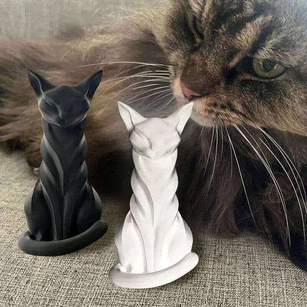 Elegant Sculpture With Stripes Figurine Indoor/Outdoor Home Decor Charming Cat Statue Desks Bookshelves Ornament 26H0131