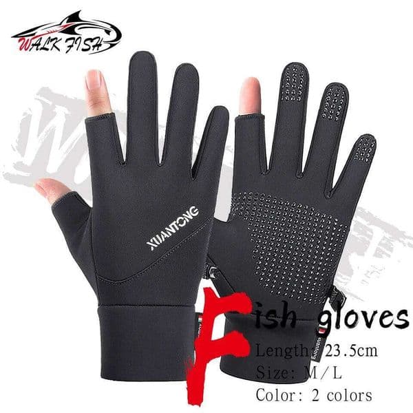 WALK FISH 1 Pair Outdoor Sports Winter 2 Finger Warm Anti-Slip Waterproof Bike Cycling Fishing Gloves Z260131
