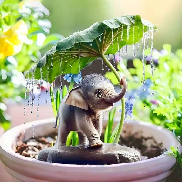 1PCS lotus leaf elephant garden decorative stake, courtyard decoration, it is very suitable for St. Patrick's Day 26W01131