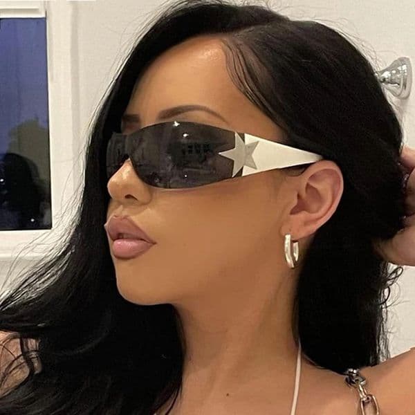 european american millennial fashion accessory lightweight pentagram rimless aviator shades