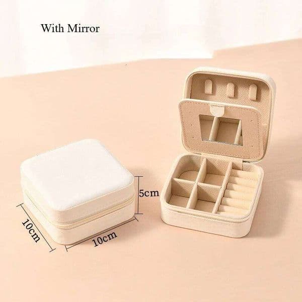1pc Single Layer Square Ladies Travel Leather Jewelry Classic Various Colors Storage Box with Mirror 26W0131