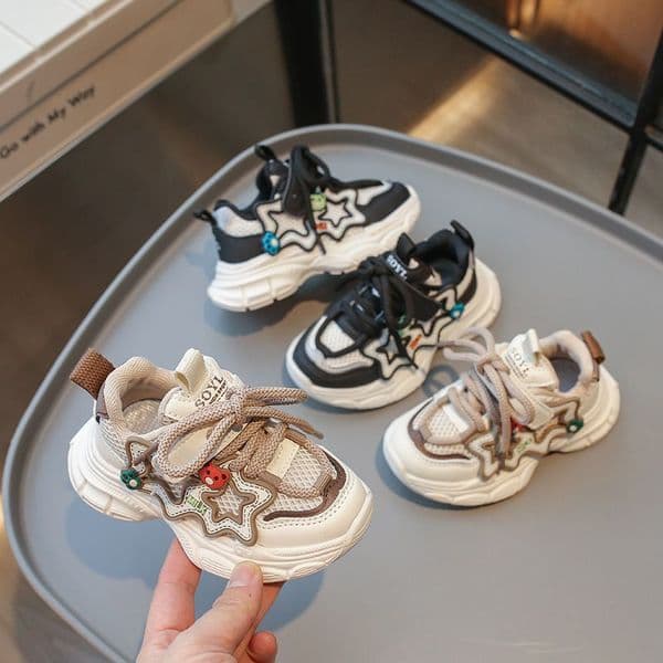 Kid's Mesh Upper Casual Shoes Girl Toddler Cute Cartoon Little Bear Thick Soled Sport Shoes Boys Sneakers Sizes 22 - 31 K0210