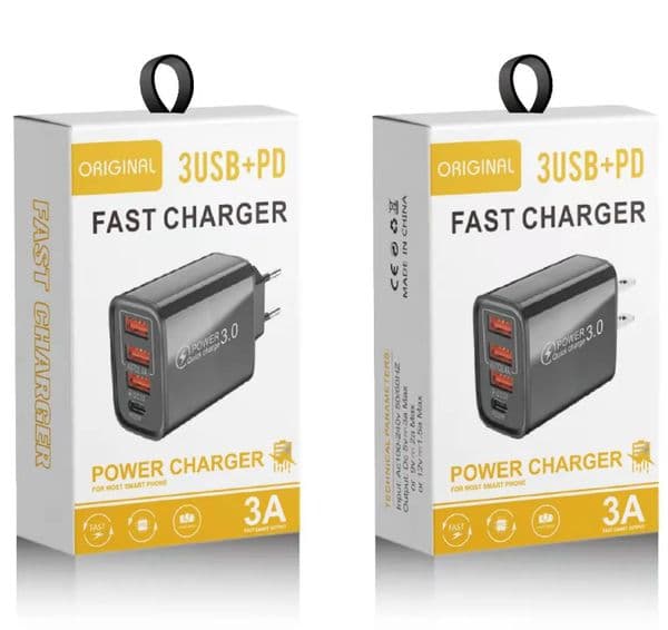 Quick Charge 3.0 USB C Fast Chargers PD 20W Power 3USB PD Home Wall Charging Type C Adapter 12W