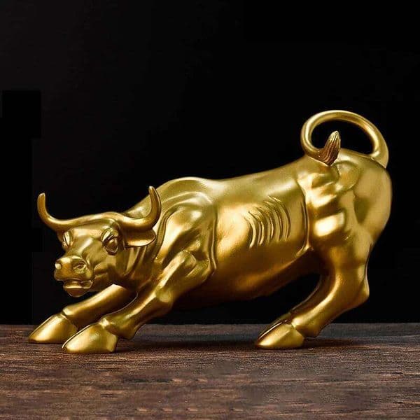 27cm Bull Sculpture Statue Cow Ornament Resin Animal Jewelry Study Home Bar Office Window Decoration Cafe Gift 26H0131