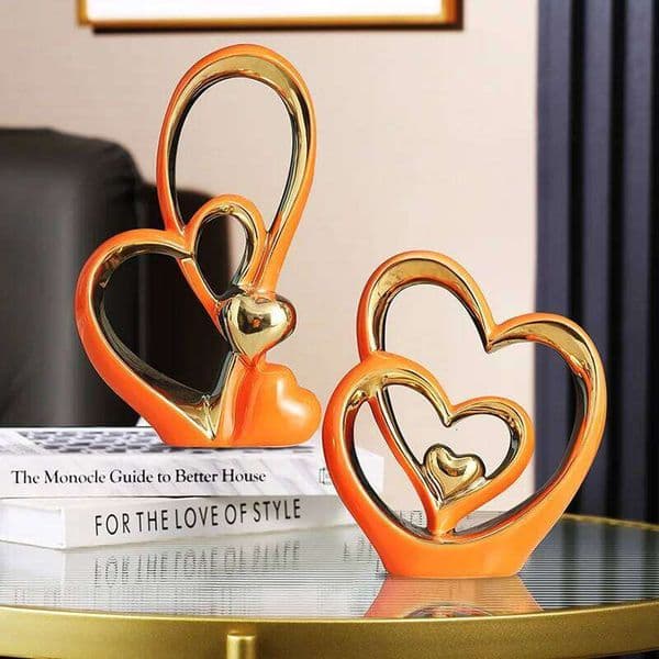 Couple Handicraft Ornaments Electroplated Ceramic Crafts Room Decoration 26H0131