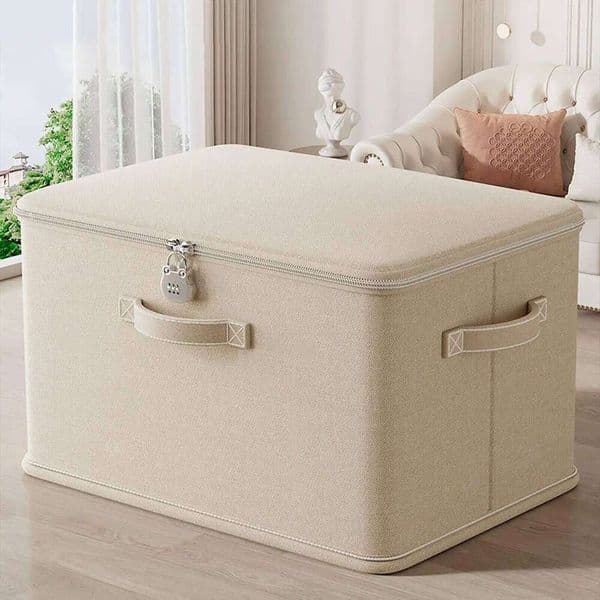 Large Box Lock Stackable Storage Container Secure with Handle Locking Organizing Bin Washable Shelf Baskets for 26L0131