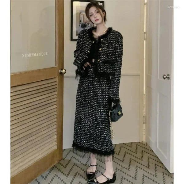 Two Piece Dress Real S In Stock Plus Size French Classic Style Sequin Luxury Socialite Elegant Fashion Two-piece Set For Women Female Lady