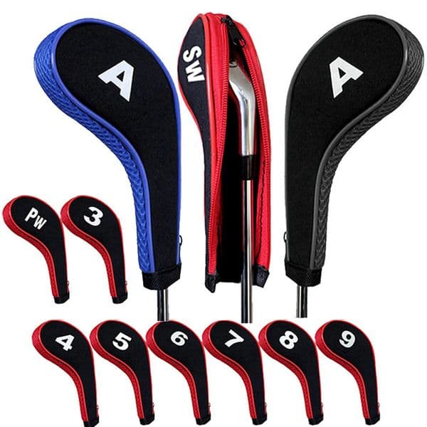 10pcs Golf Club Head Covers Set Zipper Headcovers For Golf Clubs Iron Covers With Interchangeable Number Tag Golf Accessories 260122