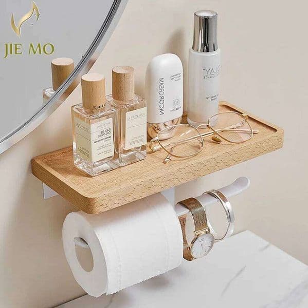 Log beech box facial tissue toilet solid wood frame towel roll paper holder phone rack 26W0131
